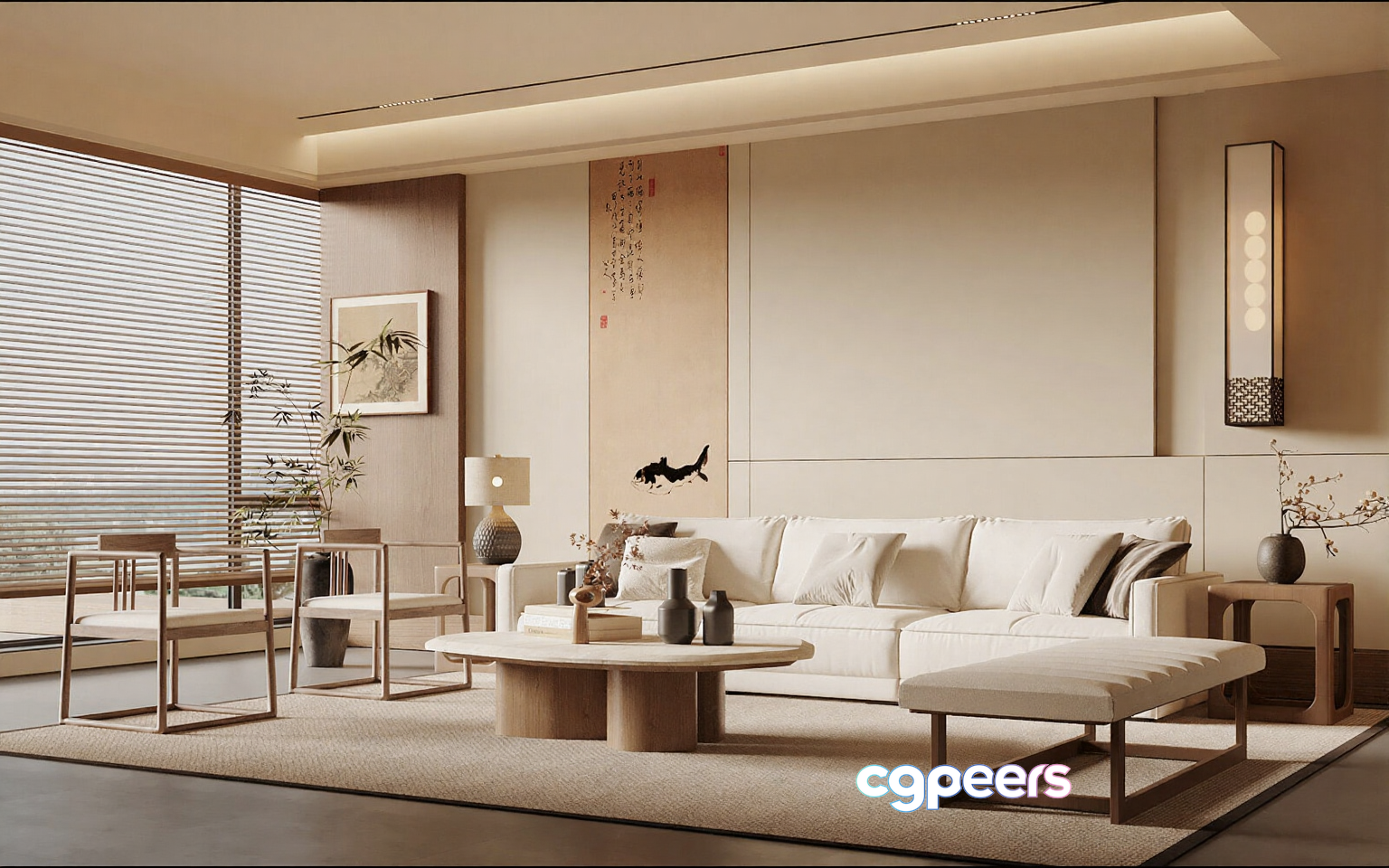 Modern Living Room 3D Model - 19078 - VRAY Render