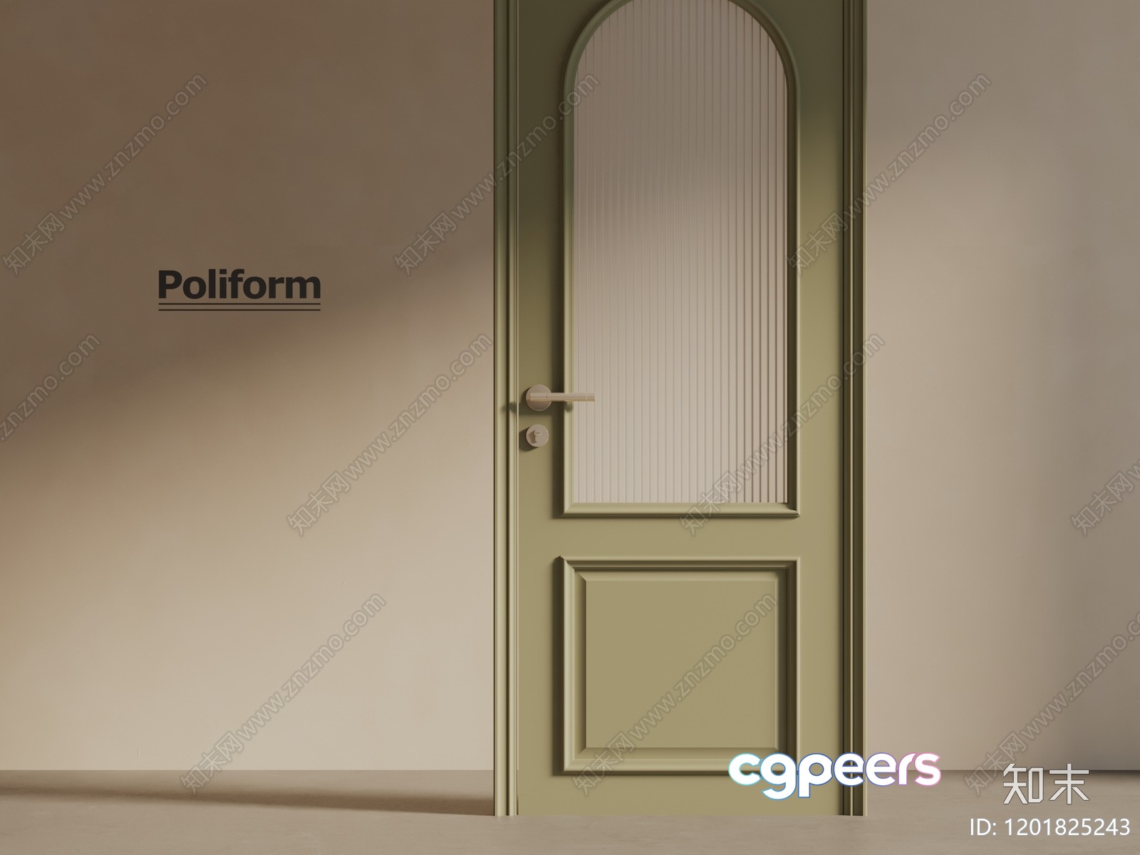 A Door With A Window 3D Model - 18840 - VRAY Render