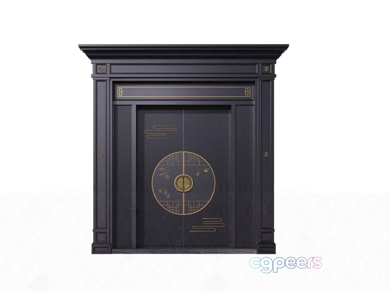 A Black And Gold Door With A Circular Design 3D Model - 8267 - VRAY Render A Black And Gold Door With A Circular Design 3D Model - 8267 - VRAY Render