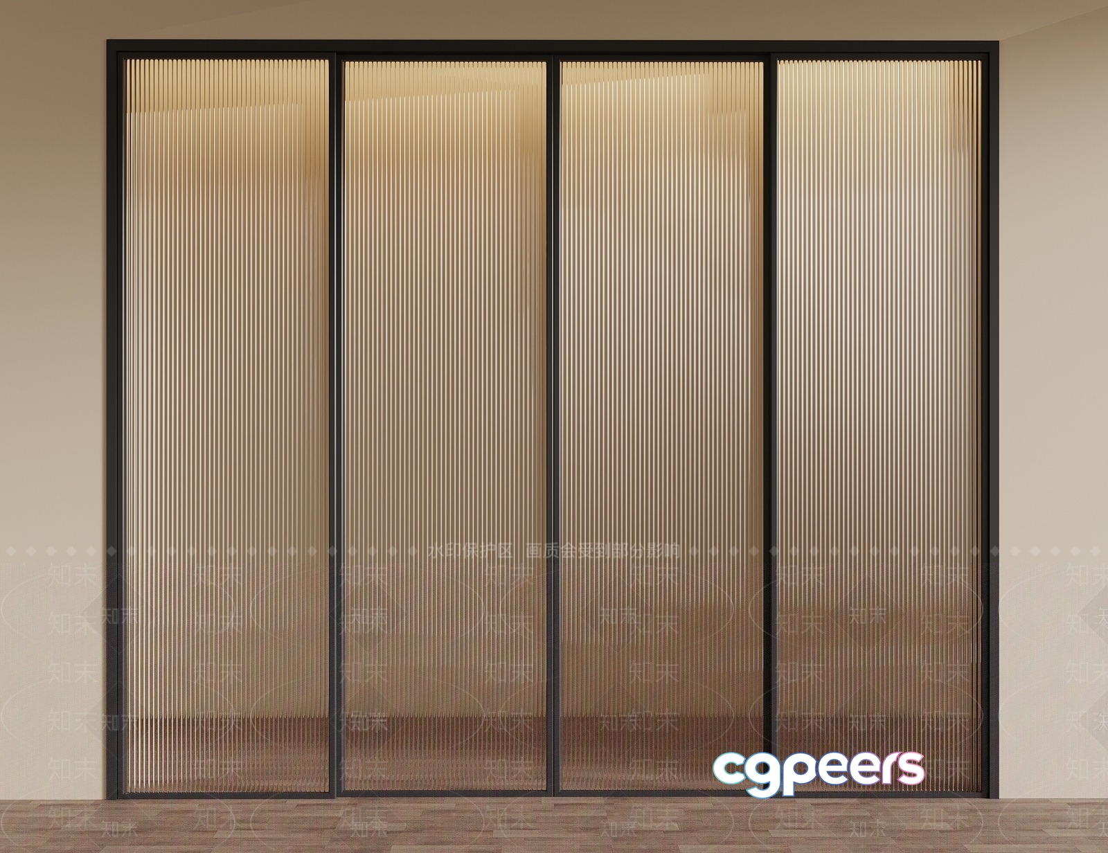 A Sliding Door With A Ribbed Glass Design 3D Model - 16618 - VRAY Render A Sliding Door With A Ribbed Glass Design 3D Model - 16618 - VRAY Render