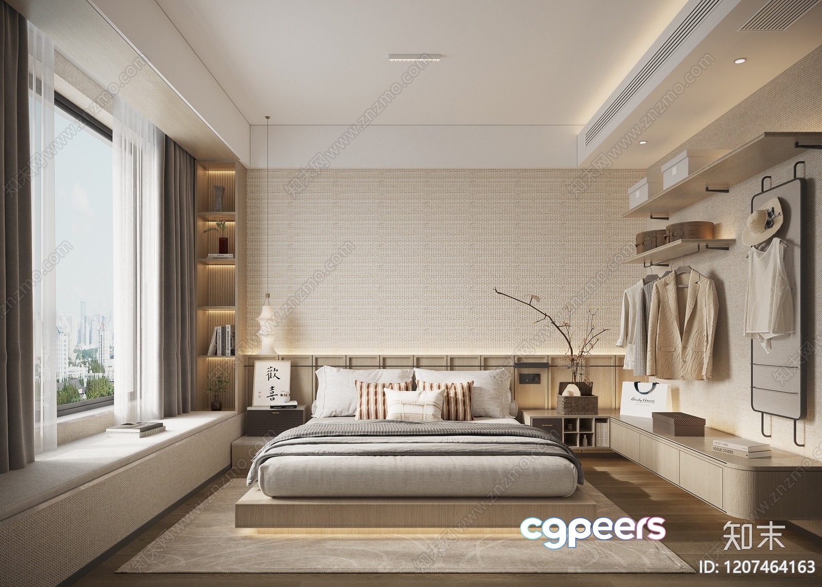 Modern Minimalist Bedroom 3D Model - 8196 - VRAY Render Modern Minimalist Bedroom 3D Model - 8196 - VRAY Render