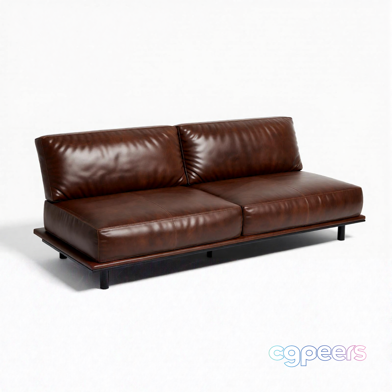 Brown Leather Couch 3D Model - 21374 - VRAY Render