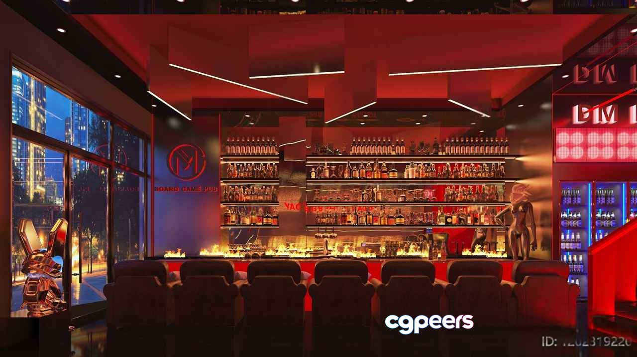 Modern Bar Area 3D Model - 5067 - VRAY Render Modern Bar Area 3D Model - 5067 - VRAY Render
