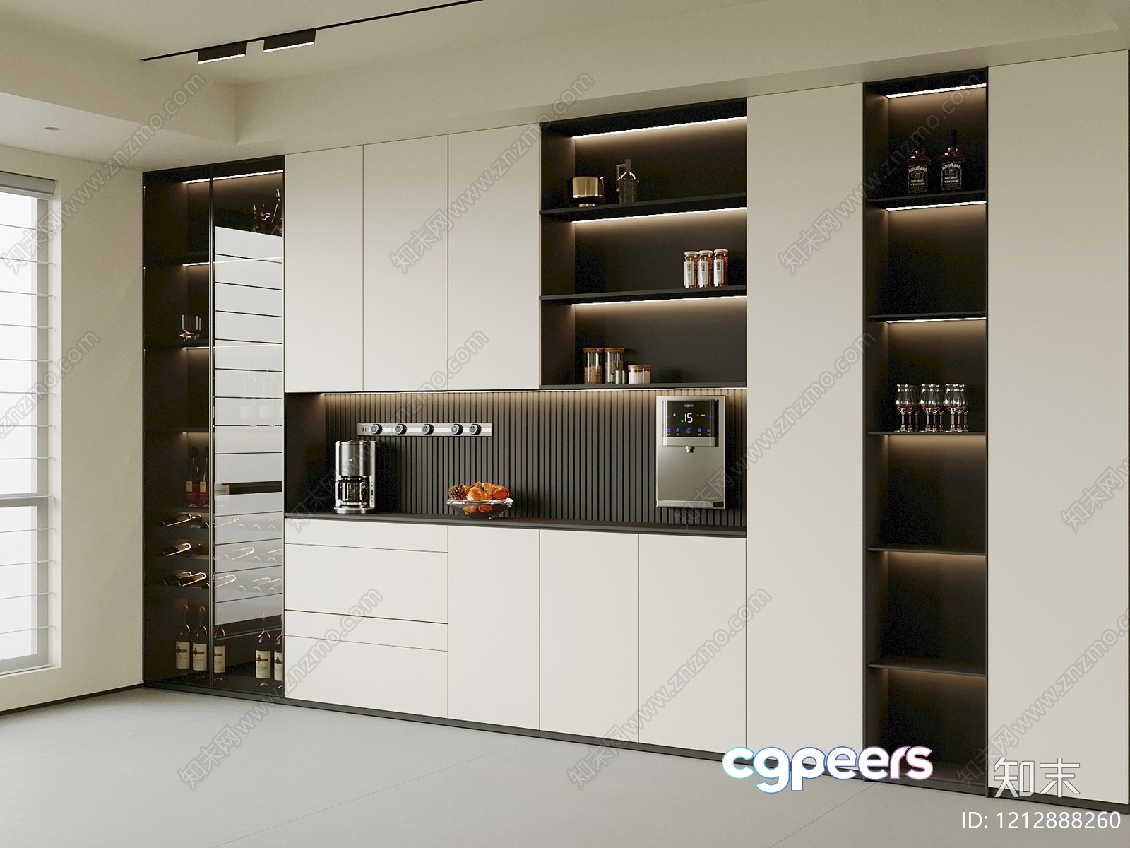 Modern Kitchen With White And Black Cabinets 3D Model - 17204 - VRAY Render