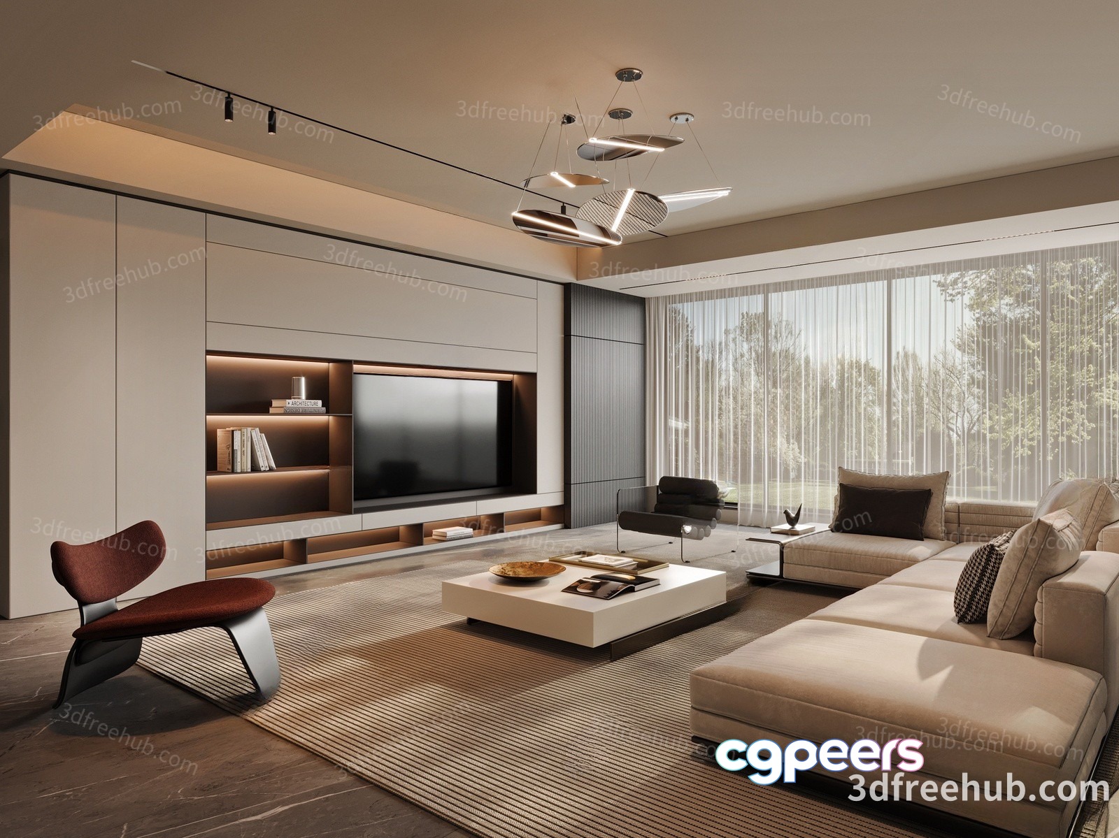 Modern Living Room 3D Model - 22629 - VRAY Render Modern Living Room 3D Model - 22629 - VRAY Render