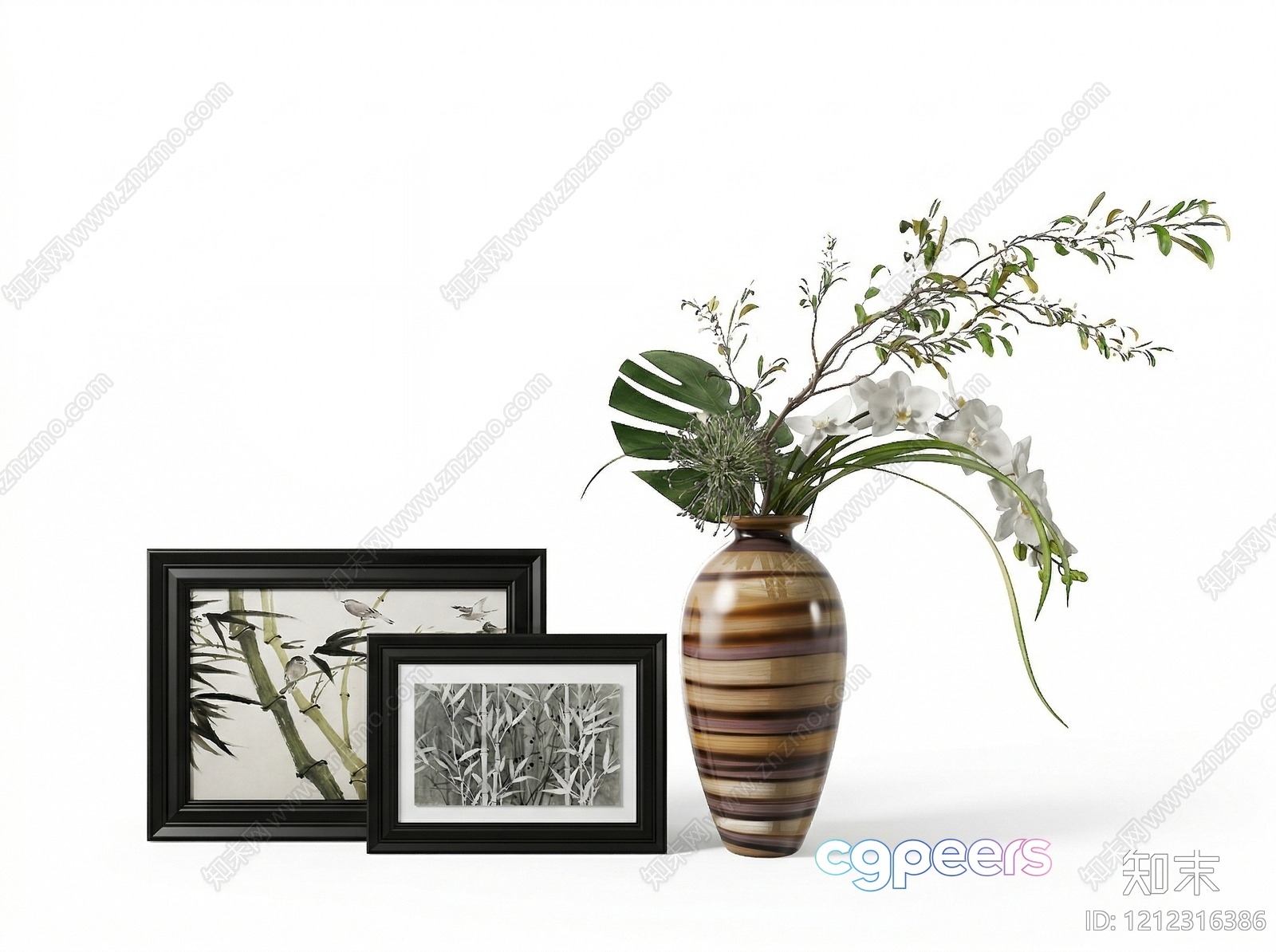 A Decorative Vase With Flowers 3D Model - 18884 - VRAY Render A Decorative Vase With Flowers 3D Model - 18884 - VRAY Render