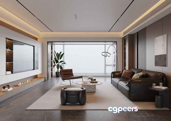 Modern Living Room 3D Model - 17635 - VRAY Render Modern Living Room 3D Model - 17635 - VRAY Render