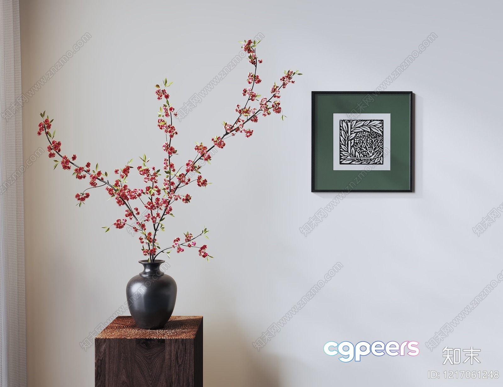 A Vase Of Flowers In A Room 3D Model - 18191 - VRAY Render