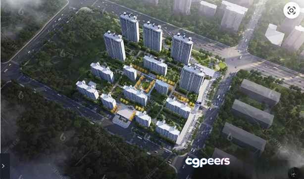 Aerial View Of A City Block 3D Model - 9322 - VRAY Render Aerial View Of A City Block 3D Model - 9322 - VRAY Render