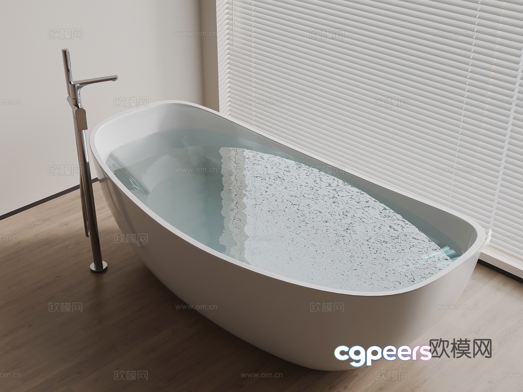 A White Bathtub 3D Model - 18237 - VRAY Render