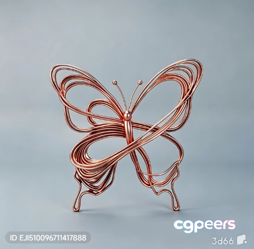 A Copper Butterfly Sculpture 3D Model - 7678 - VRAY Render A Copper Butterfly Sculpture 3D Model - 7678 - VRAY Render