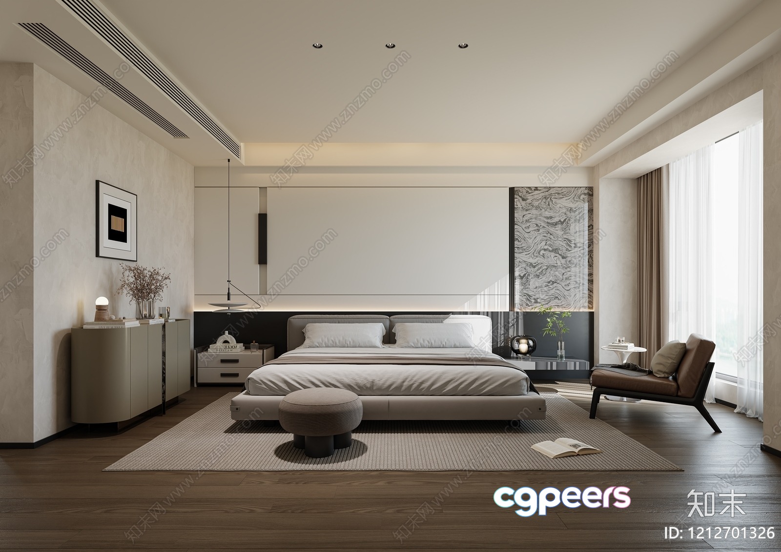 Modern Bedroom Design 3D Model - 9352 - VRAY Render