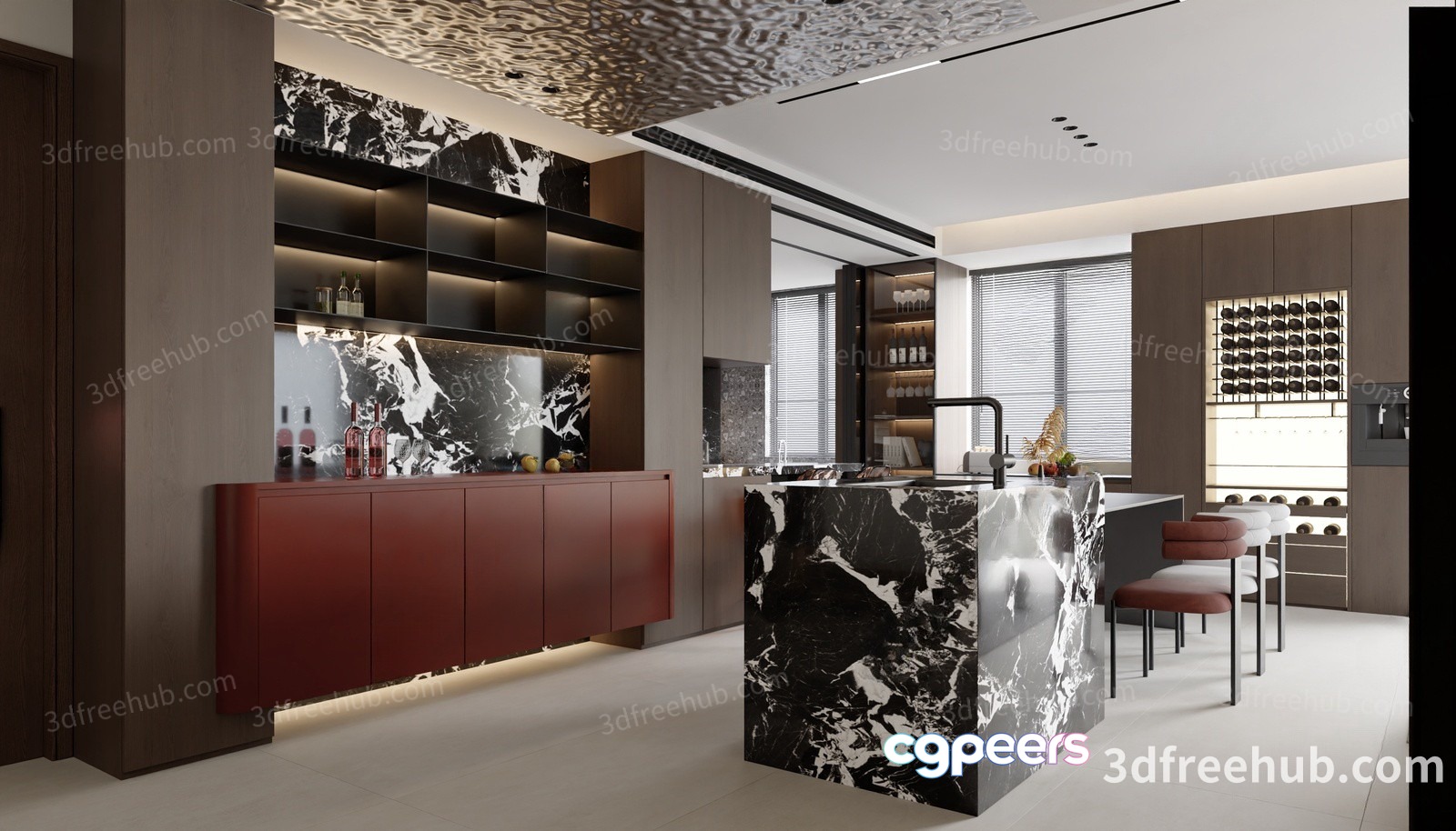 Modern Kitchen 3D Model - 23235 - VRAY Render