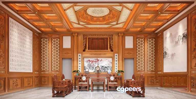 Chinese-Style Room 3D Model - 16727 - VRAY Render