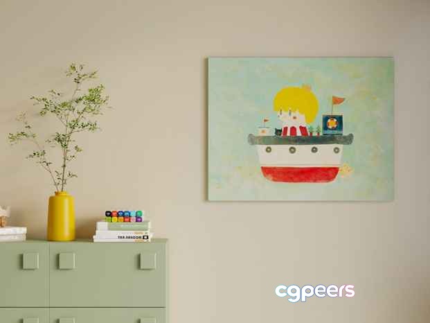 A Painting Of A Boy In A Boat 3D Model - 1216 - VRAY Render A Painting Of A Boy In A Boat 3D Model - 1216 - VRAY Render