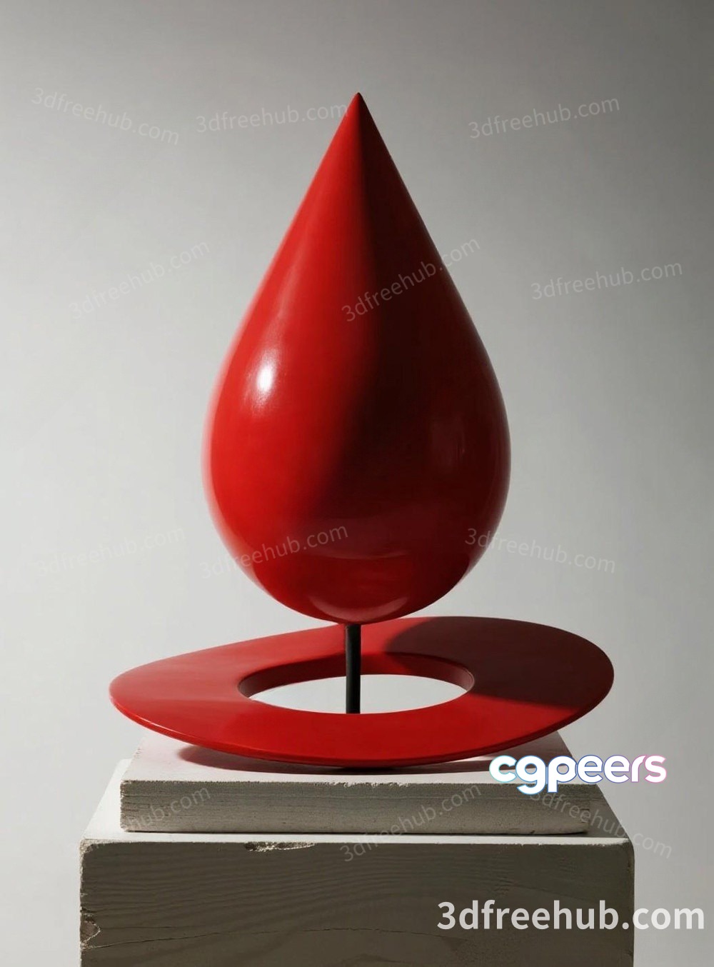 Red Teardrop Sculpture 3D Model - 20948 - VRAY Render Red Teardrop Sculpture 3D Model - 20948 - VRAY Render