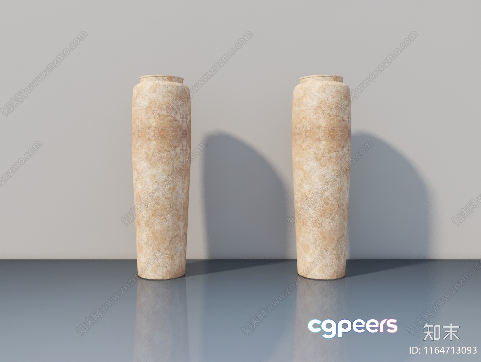 Two Beige Cylindrical Objects On A Reflective Surface 3D Model - 19067 - VRAY Render Two Beige Cylindrical Objects On A Reflective Surface 3D Model - 19067 - VRAY Render