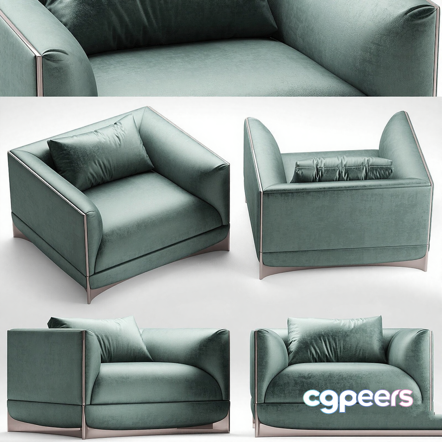 Modern Green Couch 3D Model - 16230 - VRAY Render Modern Green Couch 3D Model - 16230 - VRAY Render