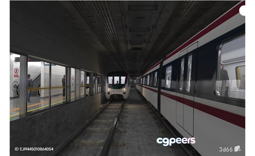 A Train Station With A Train 3D Model - 3661 - VRAY Render A Train Station With A Train 3D Model - 3661 - VRAY Render