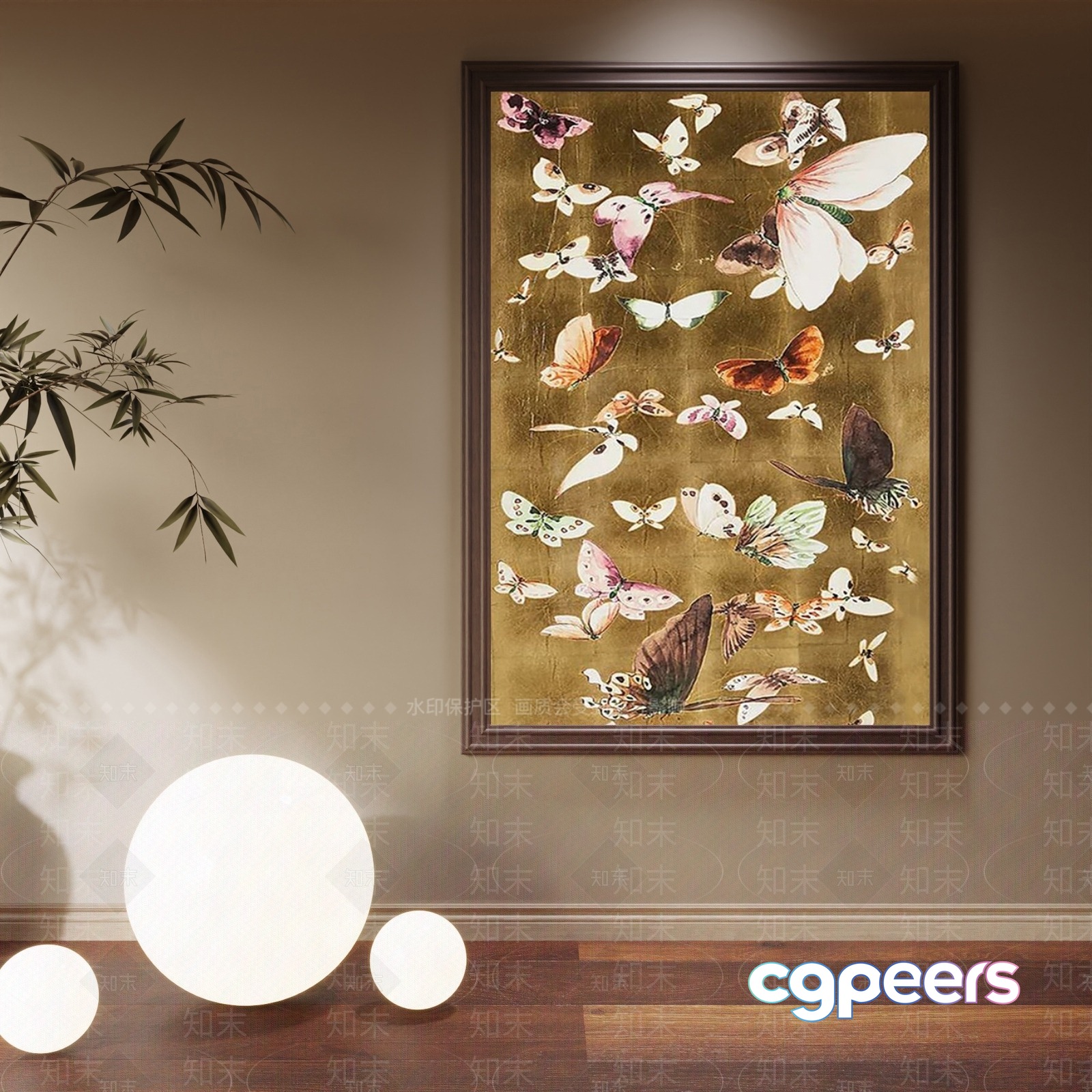 A Painting Of Butterflies On A Wall 3D Model - 23070 - VRAY Render