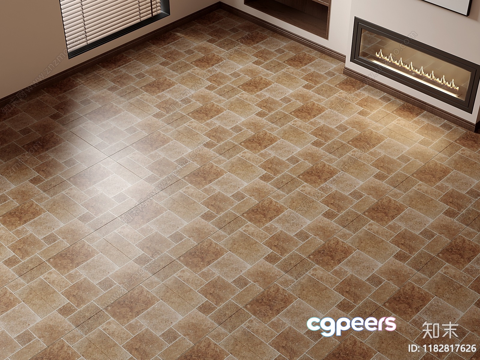 A Room With A Herringbone-Patterned Floor 3D Model - 8533 - VRAY Render