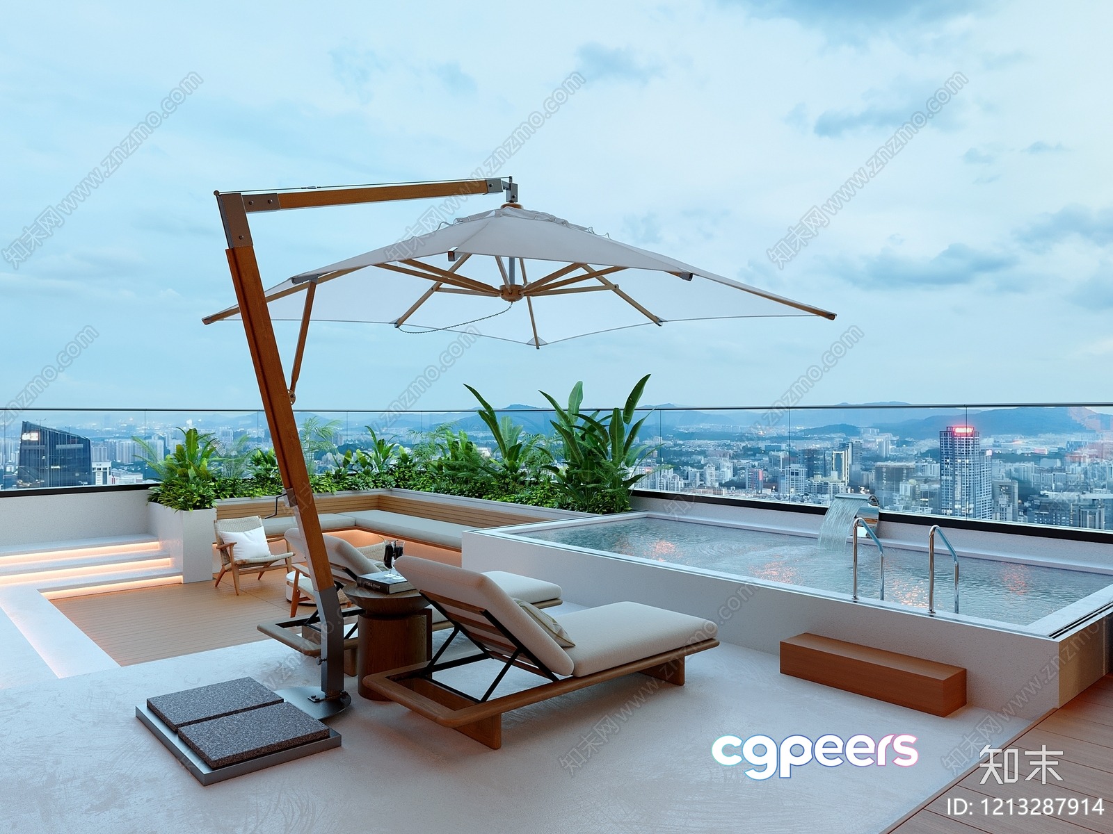 Modern Outdoor Lounge Area 3D Model - 20995 - VRAY Render