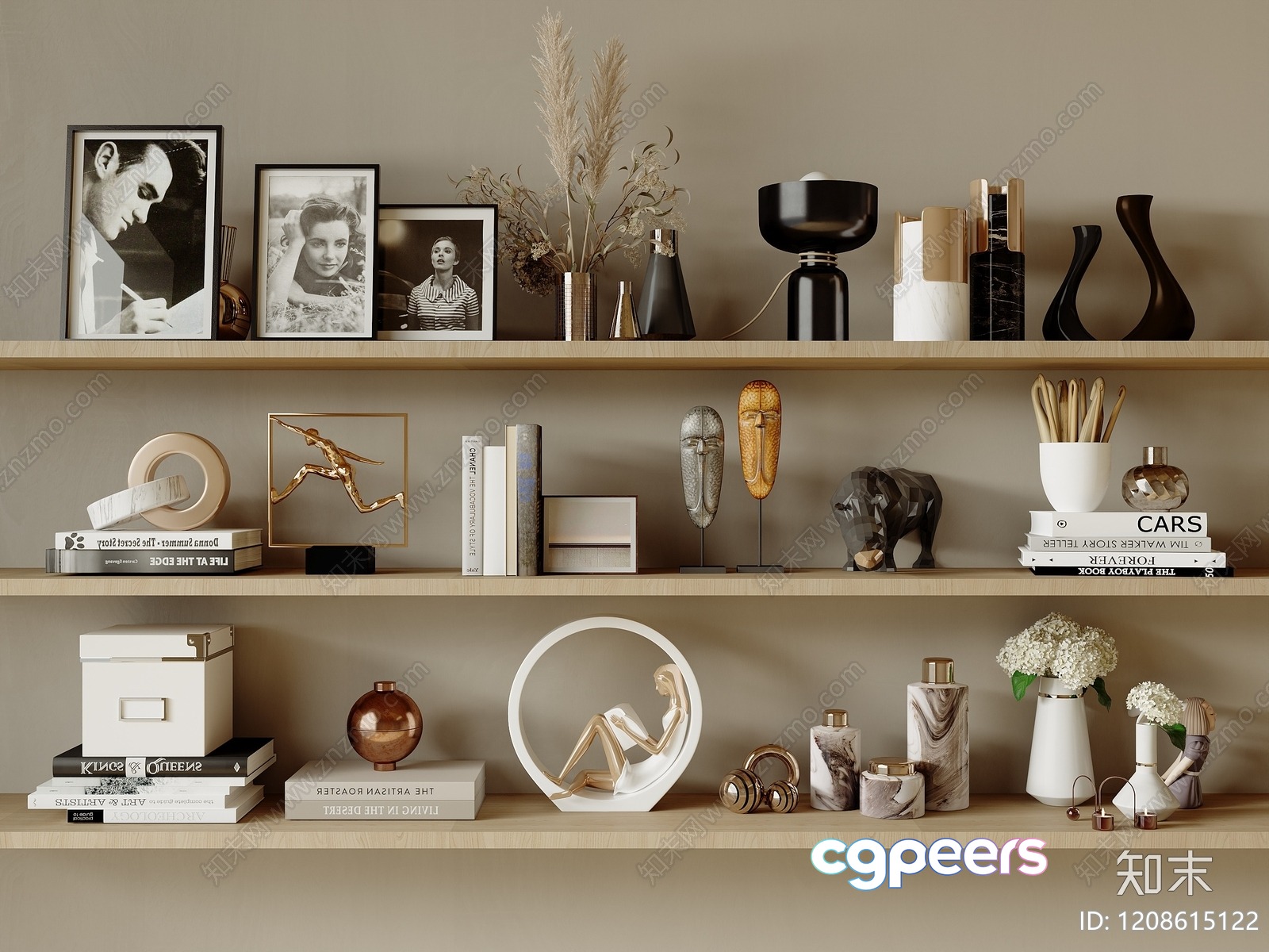 Modern Decorative Shelves 3D Model - 8493 - CORONA Render