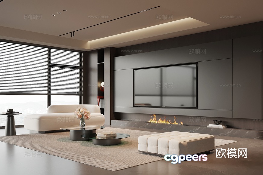 Modern Living Room 3D Model - 14323 - VRAY Render Modern Living Room 3D Model - 14323 - VRAY Render