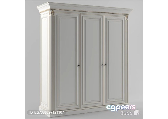 A White Wardrobe With Gold Accents 3D Model - 15181 - VRAY Render A White Wardrobe With Gold Accents 3D Model - 15181 - VRAY Render