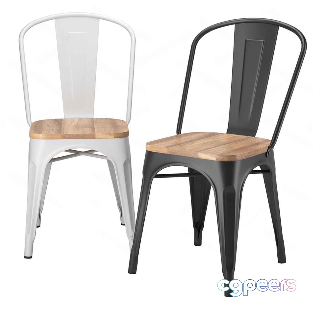 Two Metal Chairs With Wooden Seats 3D Model - 21660 - CORONA Render