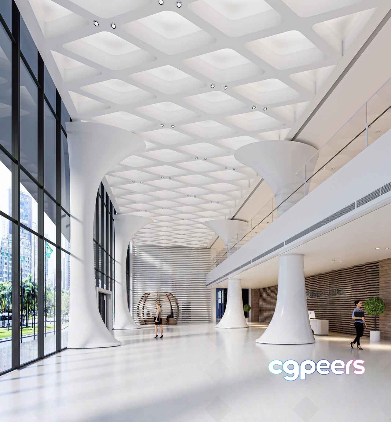 Modern Office Lobby 3D Model - 9032 - VRAY Render Modern Office Lobby 3D Model - 9032 - VRAY Render