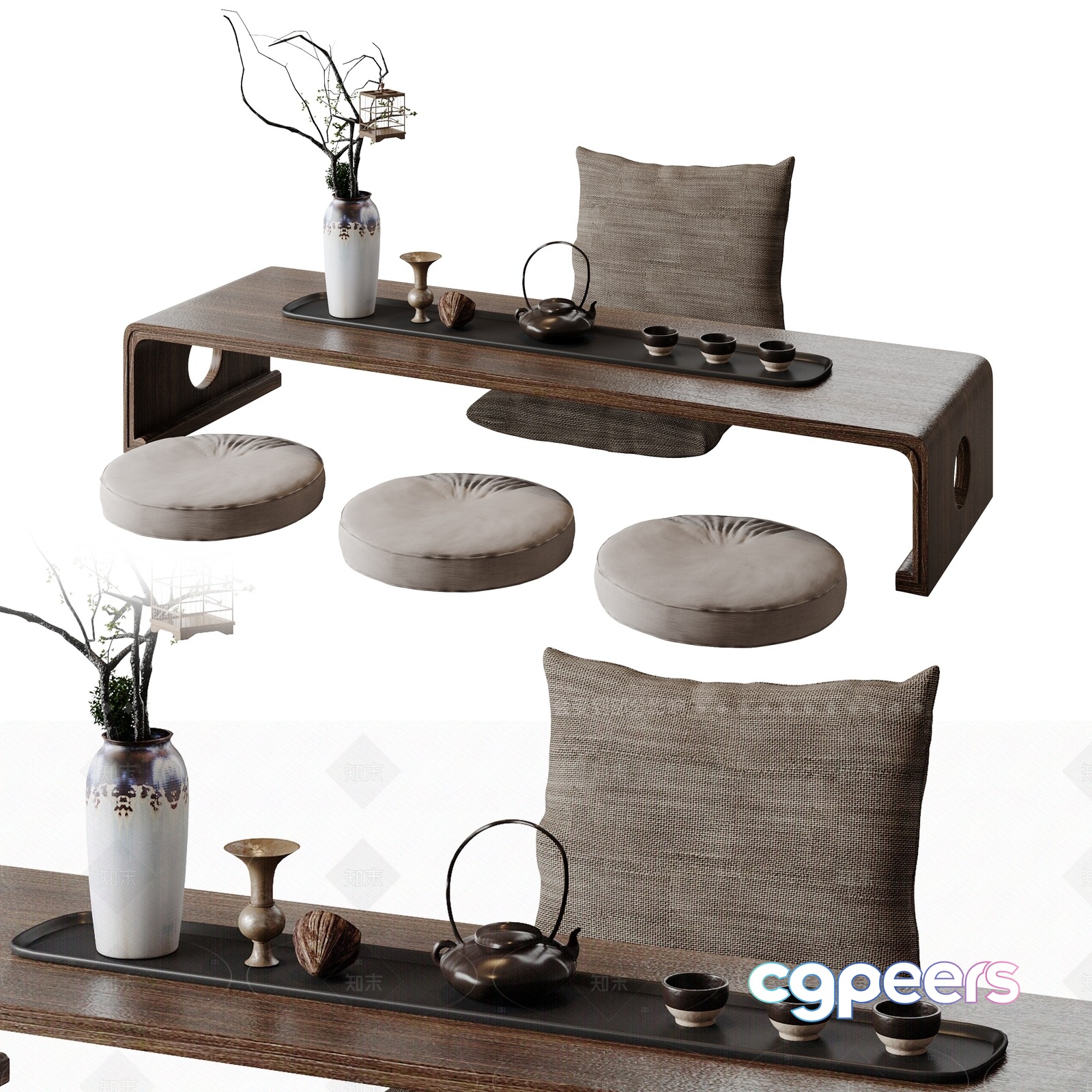 Modern Asian Tea Set 3D Model - 3857 - VRAY Render Modern Asian Tea Set 3D Model - 3857 - VRAY Render