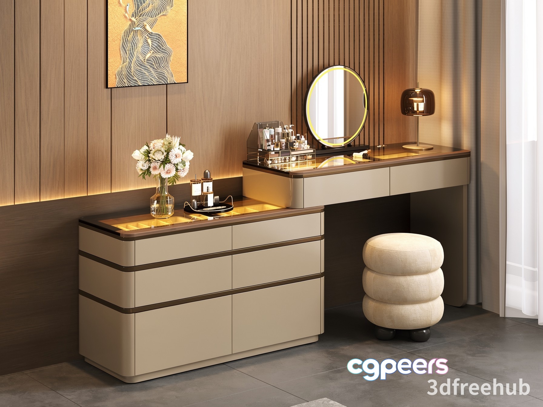 Modern Dressing Table 3D Model - 21559 - VRAY Render Modern Dressing Table 3D Model - 21559 - VRAY Render