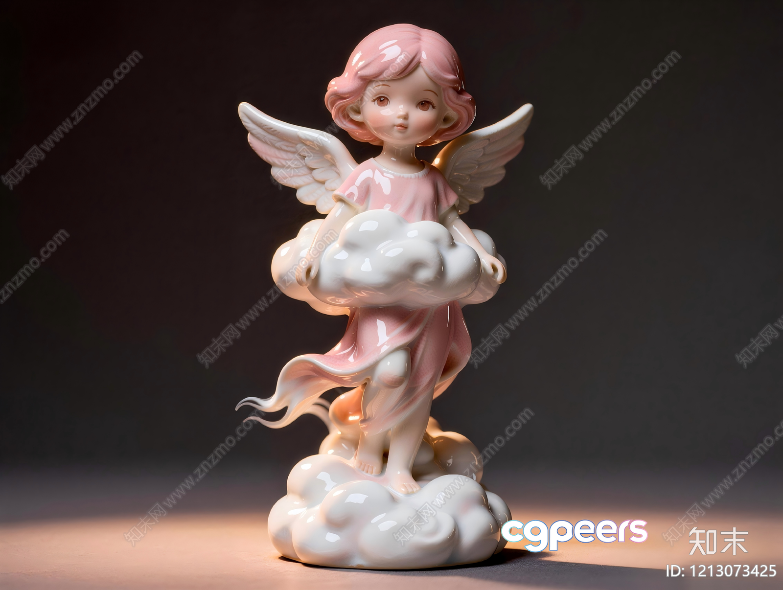 A Porcelain Angel Figurine 3D Model - 6911 - VRAY Render