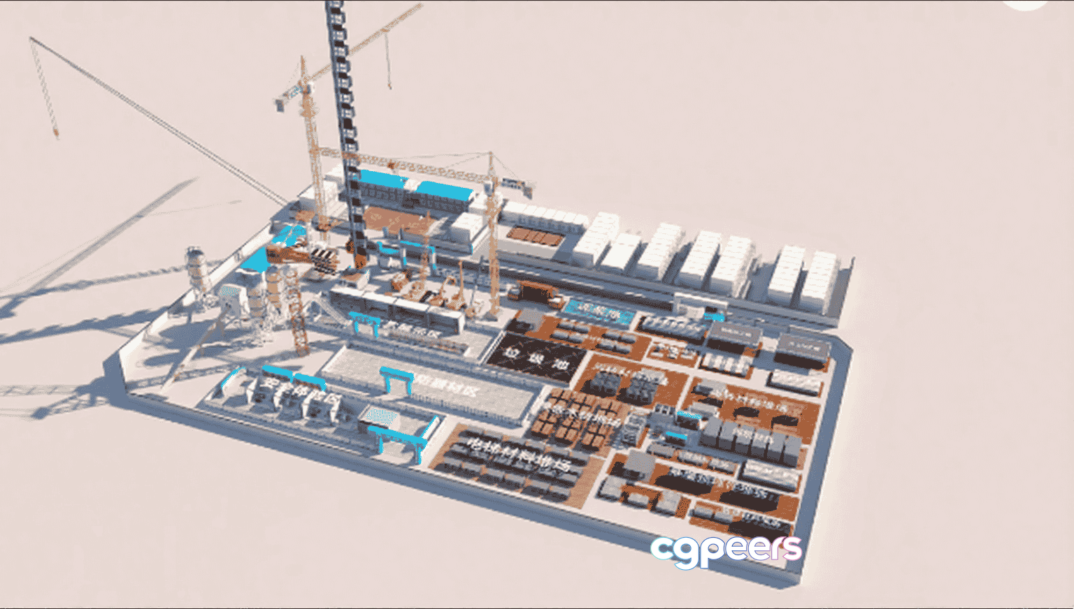 A 3D Rendering Of A Construction Site With Various Equipment And Materials 3D Model - 9964 - VRAY Render A 3D Rendering Of A Construction Site With Various Equipment And Materials 3D Model - 9964 - VRAY Render