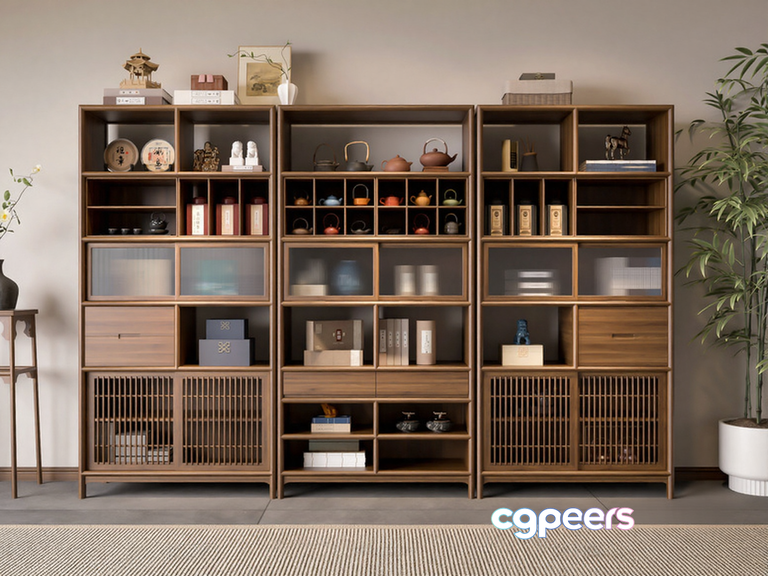 Wooden Shelving Unit 3D Model - 1822 - VRAY Render Wooden Shelving Unit 3D Model - 1822 - VRAY Render
