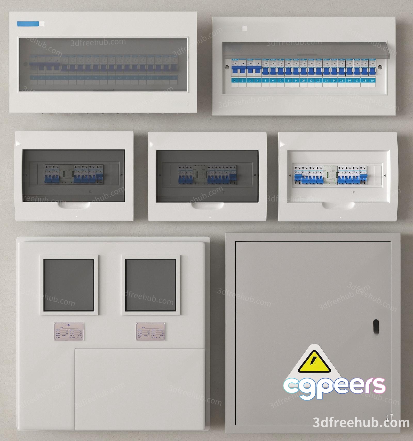 A Collection Of Electrical Panels 3D Model - 20940 - VRAY Render