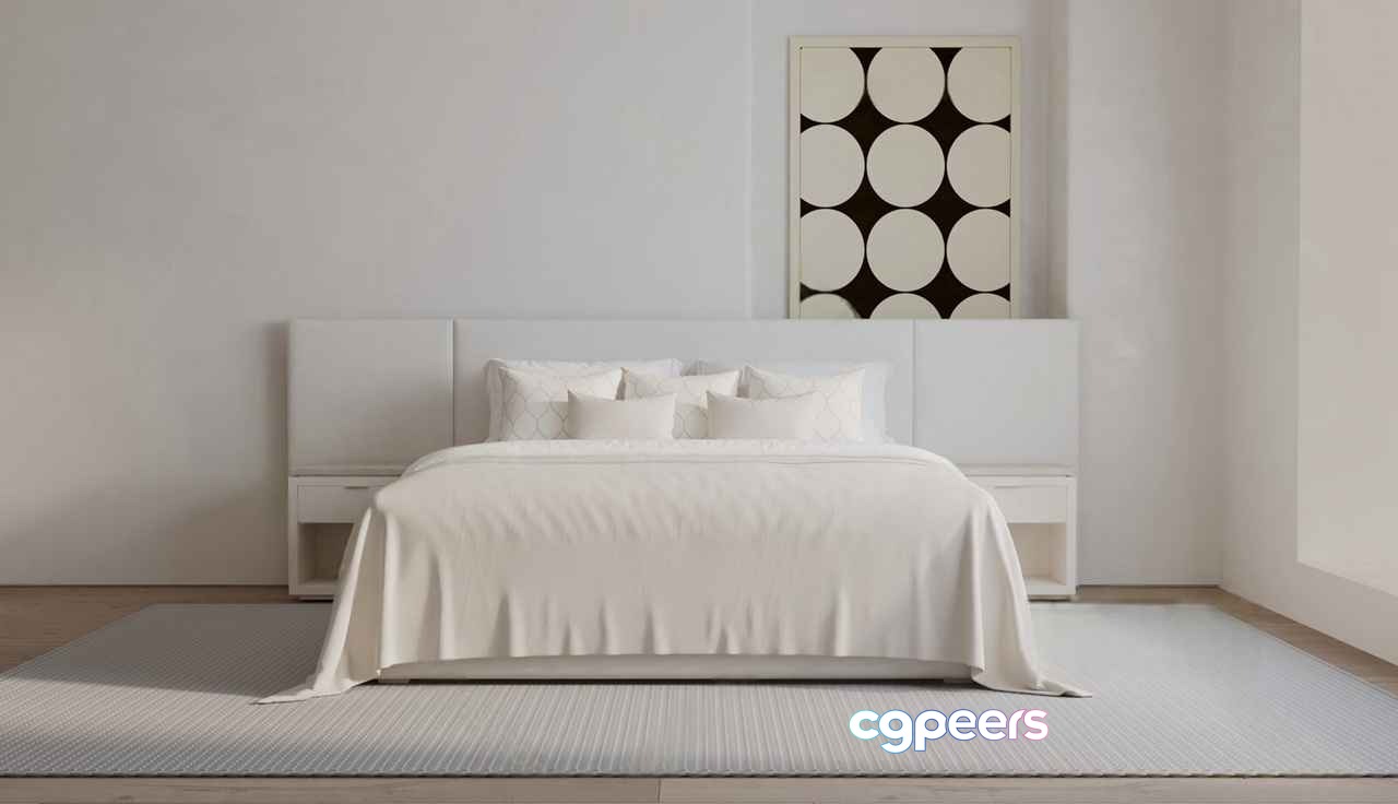 Cozy White Bedroom 3D Model - 672 - VRAY Render Cozy White Bedroom 3D Model - 672 - VRAY Render