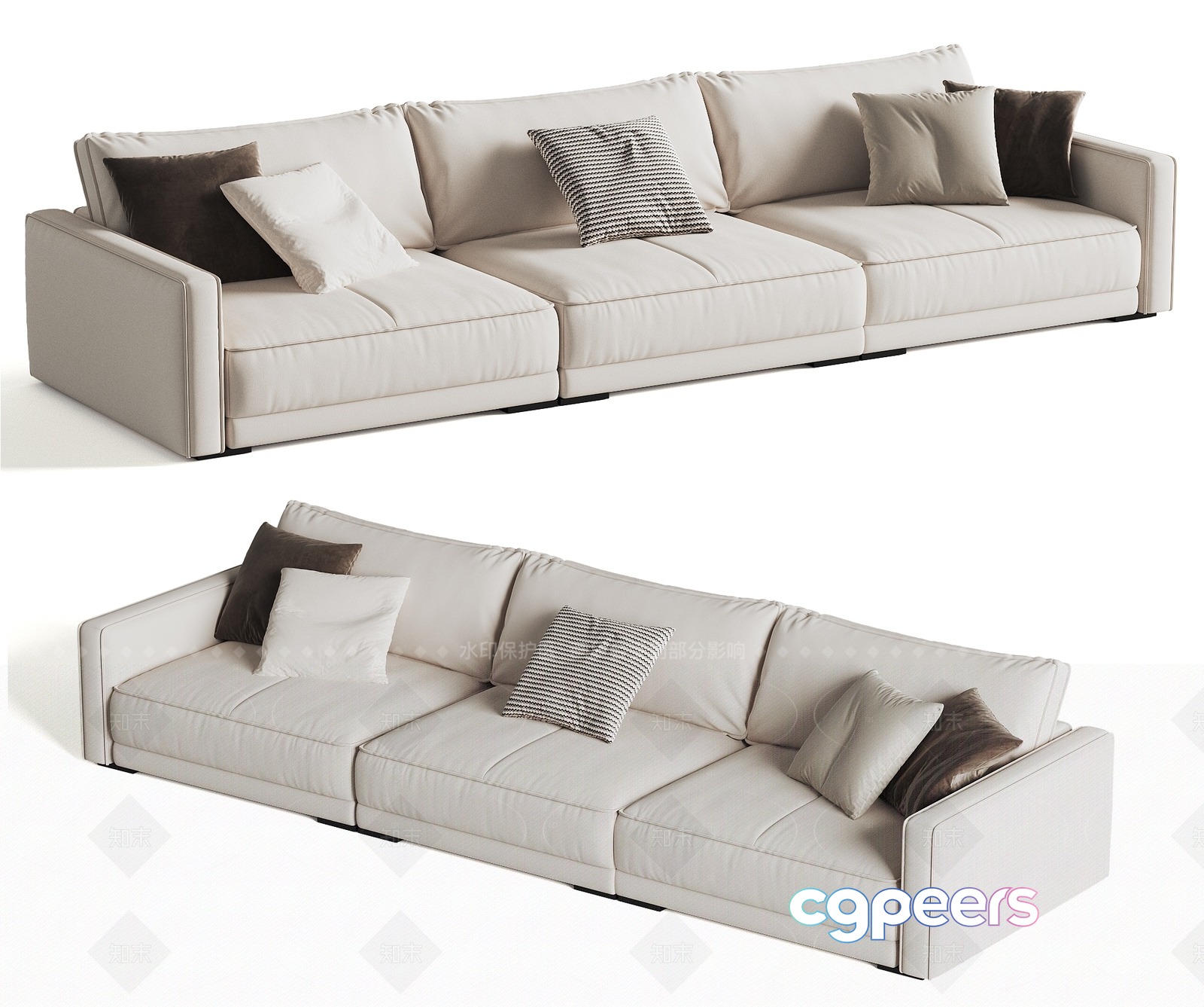 Modern White Sofa 3D Model - 8699 - CORONA Render