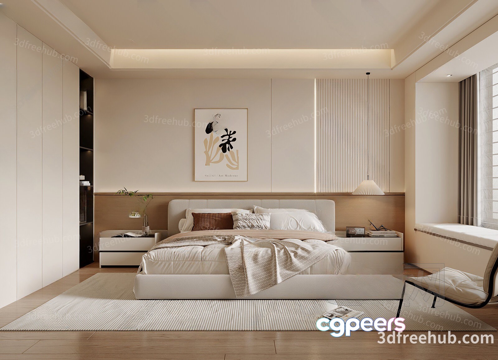 Cozy Modern Bedroom 3D Model - 18730 - VRAY Render