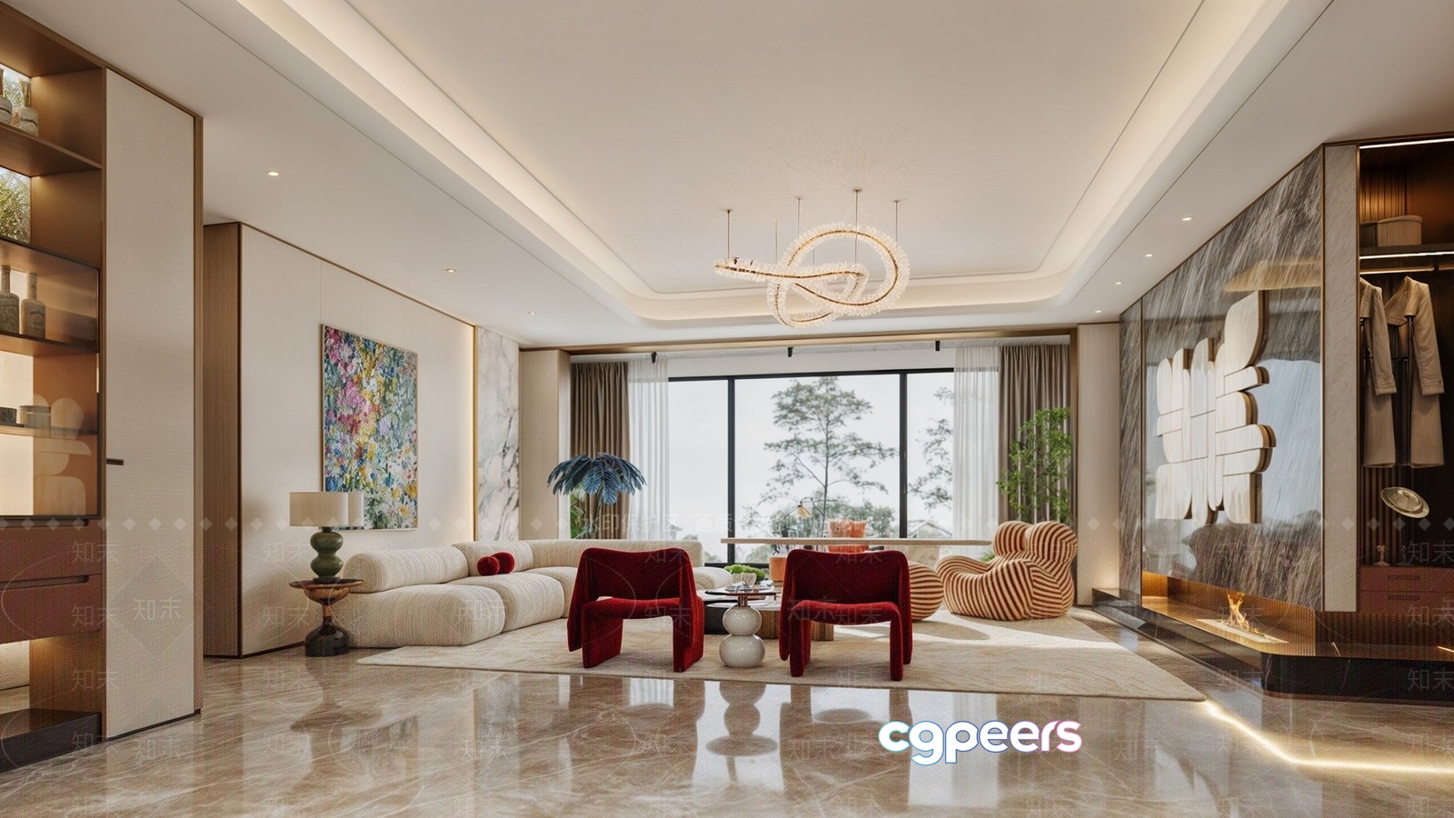 Modern Living Room 3D Model - 12087 - VRAY Render Modern Living Room 3D Model - 12087 - VRAY Render