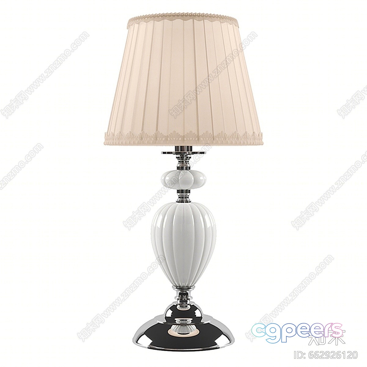 A Table Lamp With A Beige Shade 3D Model - 14185 - VRAY Render