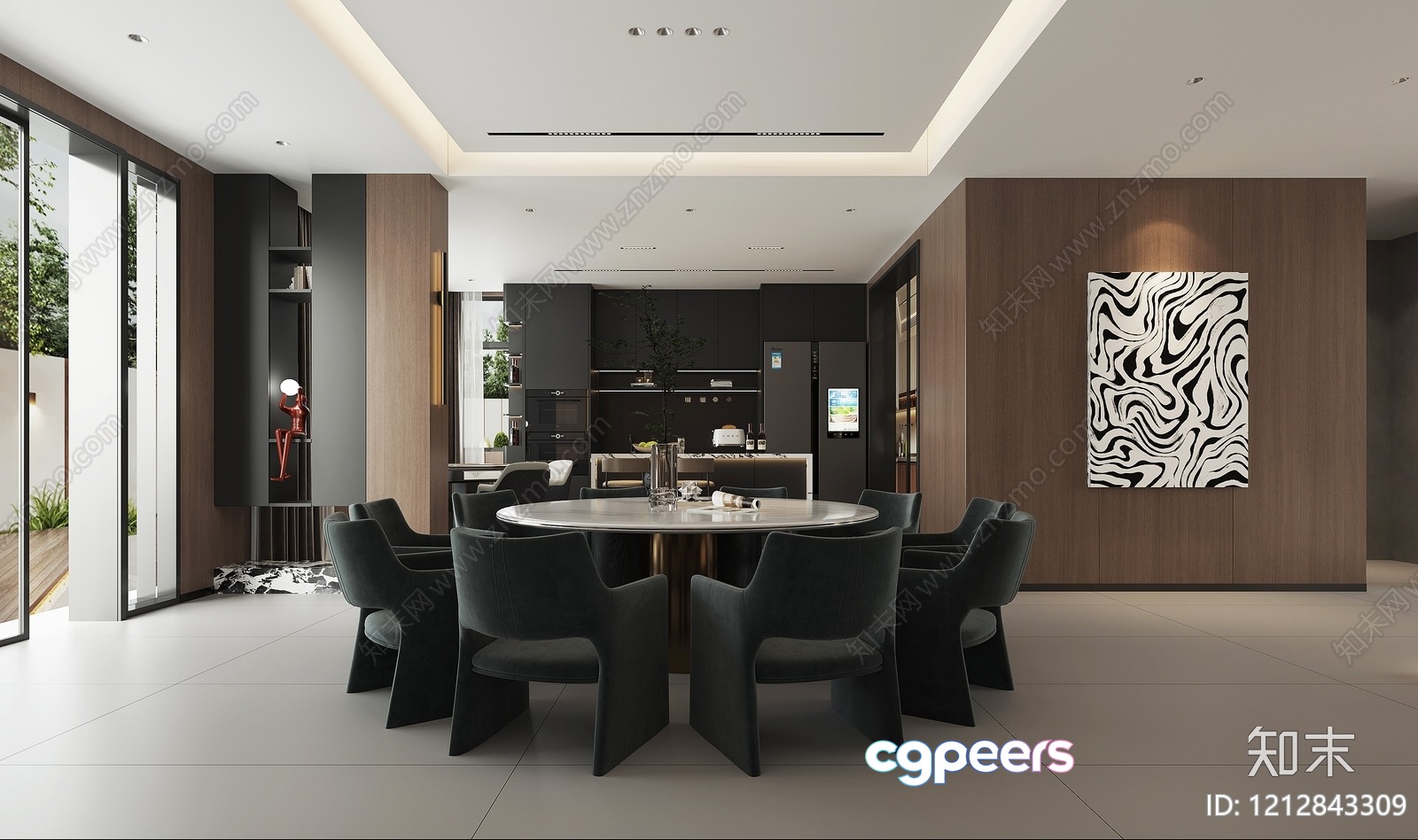 A Modern Dining Room 3D Model - 17461 - VRAY Render