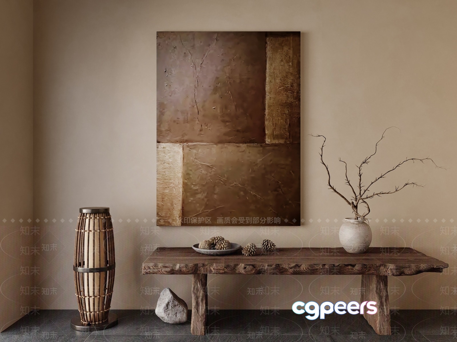 Modern Rustic Interior Design 3D Model - 1944 - VRAY Render