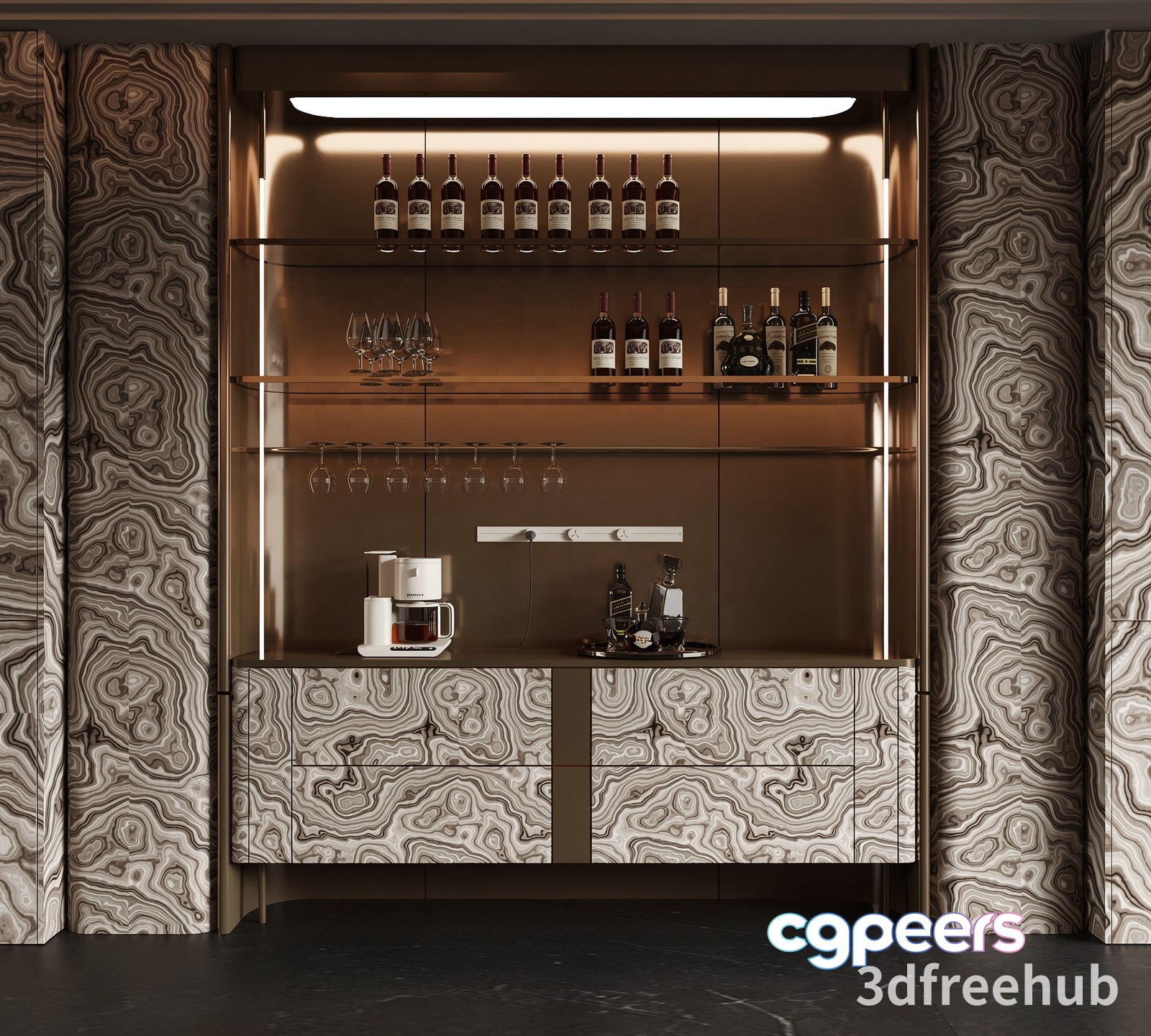 A Modern Kitchen Bar 3D Model - 18831 - VRAY Render A Modern Kitchen Bar 3D Model - 18831 - VRAY Render
