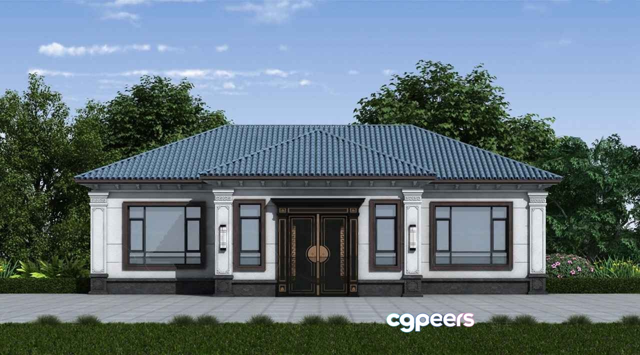 A House. It Is White 3D Model - 1801 - VRAY Render