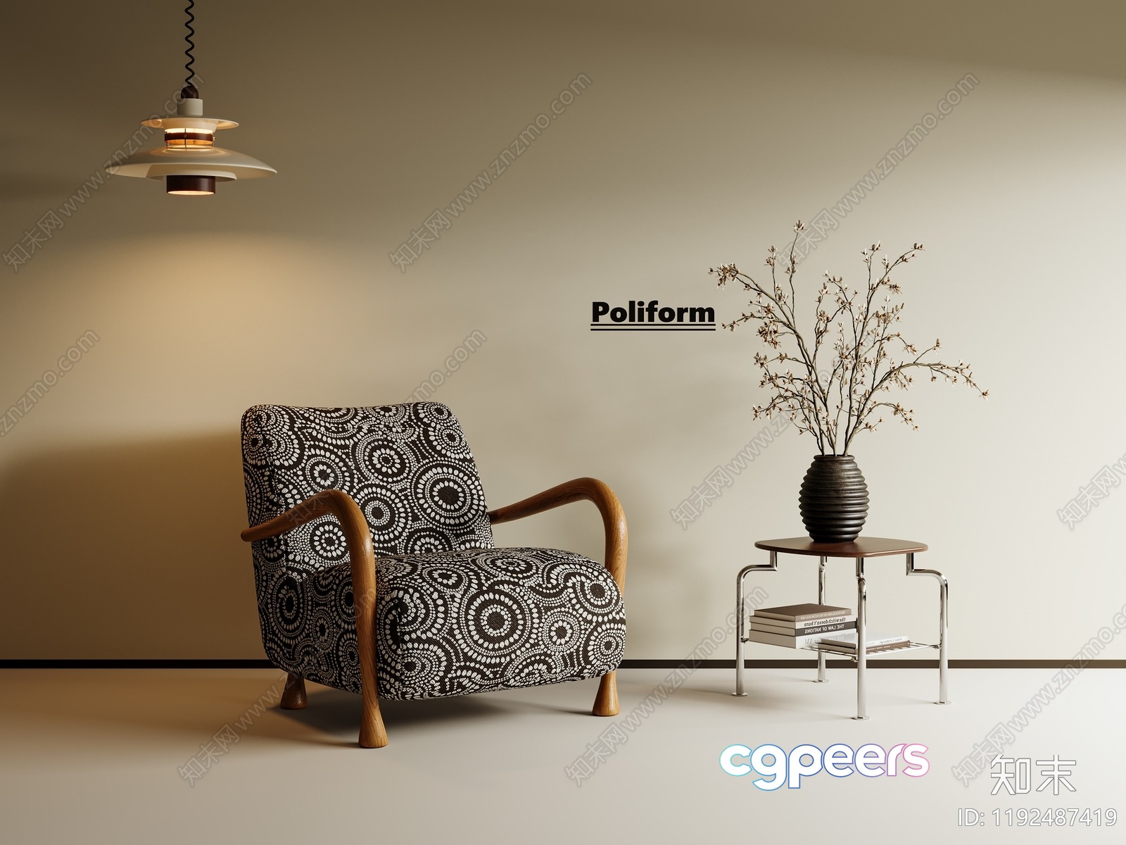 A Modern Chair With A Patterned Design 3D Model - 7029 - VRAY Render