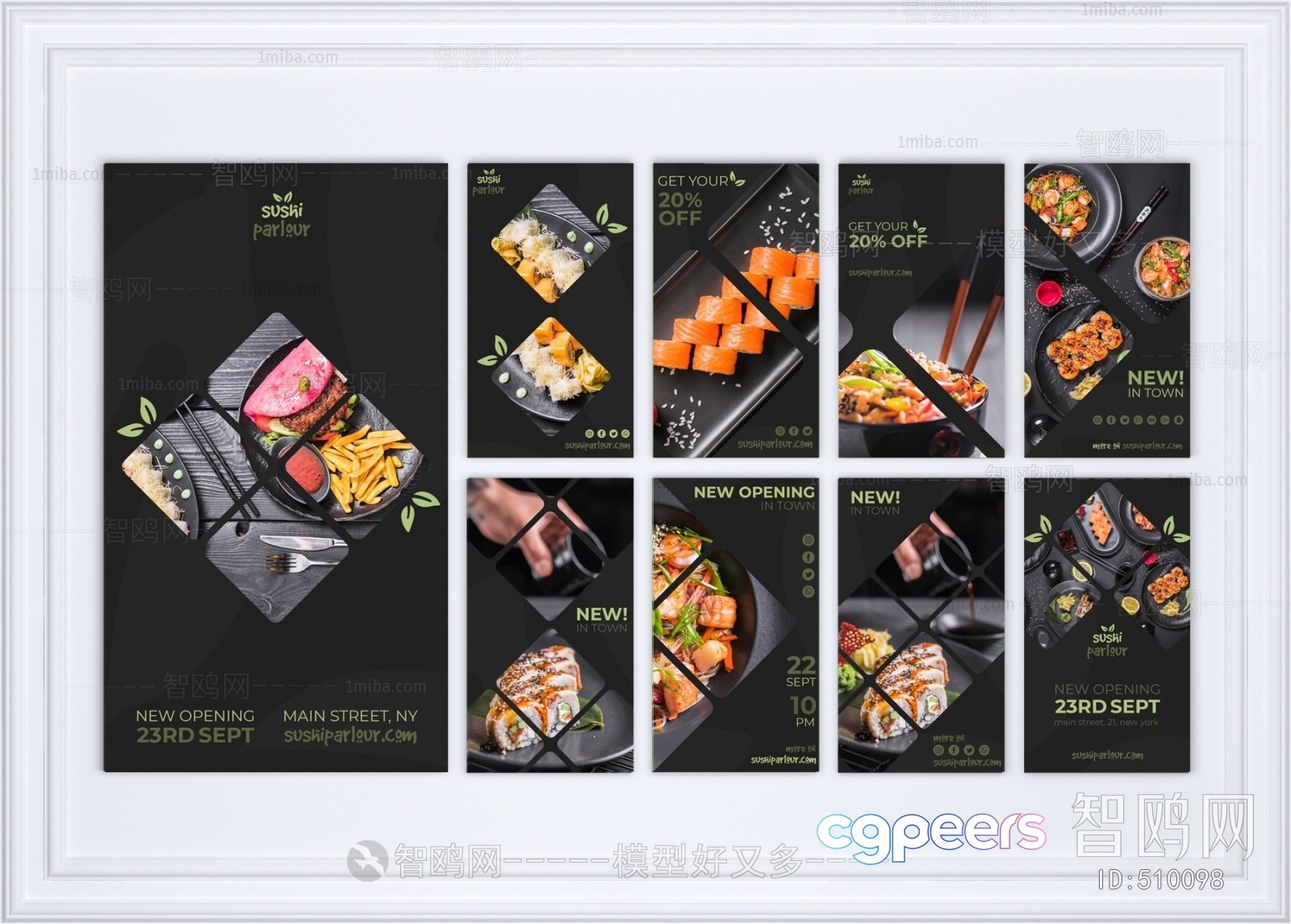 A Poster For A Sushi Restaurant Featuring Various Dishes 3D Model - 18126 - VRAY Render A Poster For A Sushi Restaurant Featuring Various Dishes 3D Model - 18126 - VRAY Render