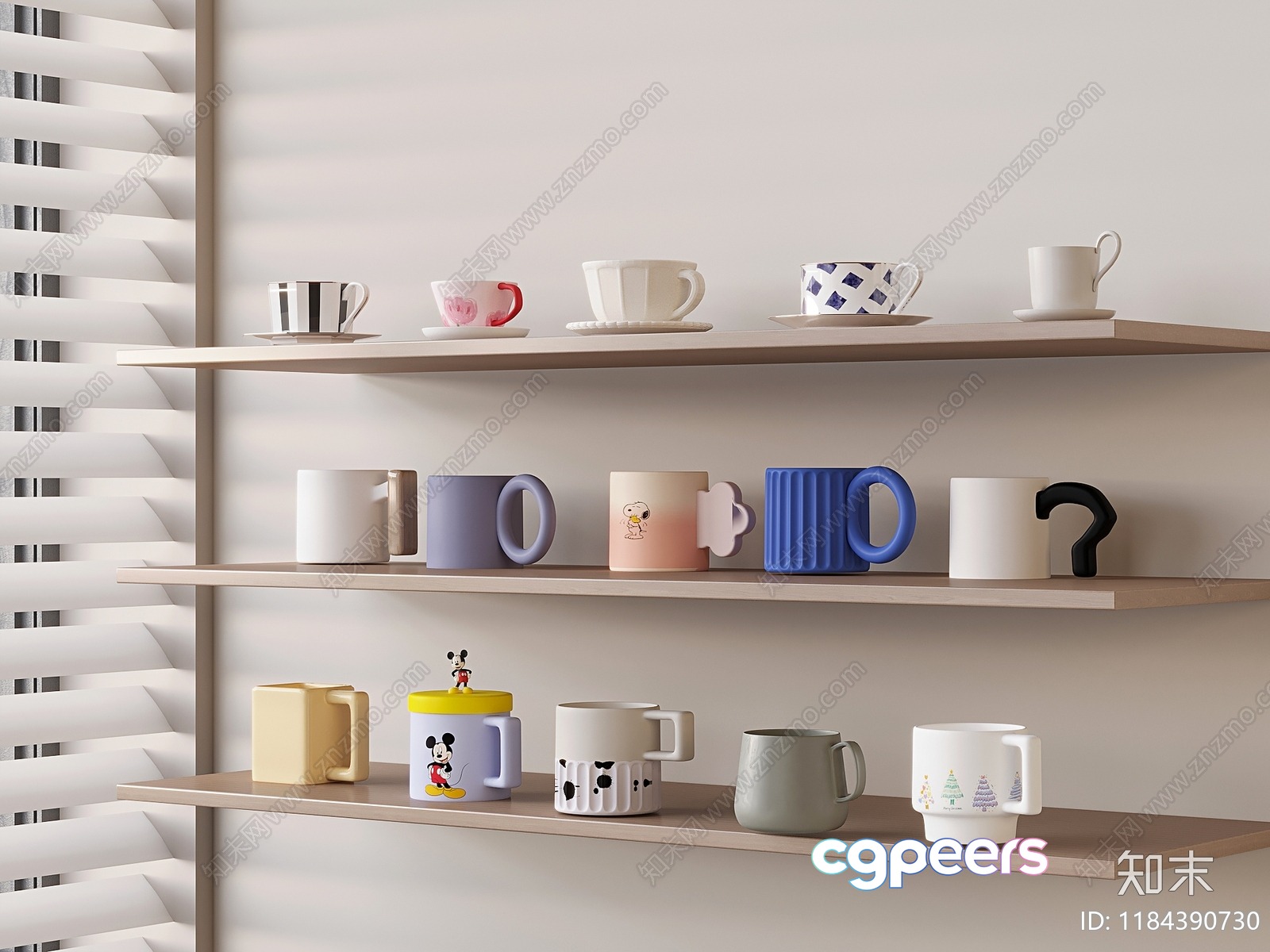 Three Wooden Shelves 3D Model - 21408 - VRAY Render Three Wooden Shelves 3D Model - 21408 - VRAY Render
