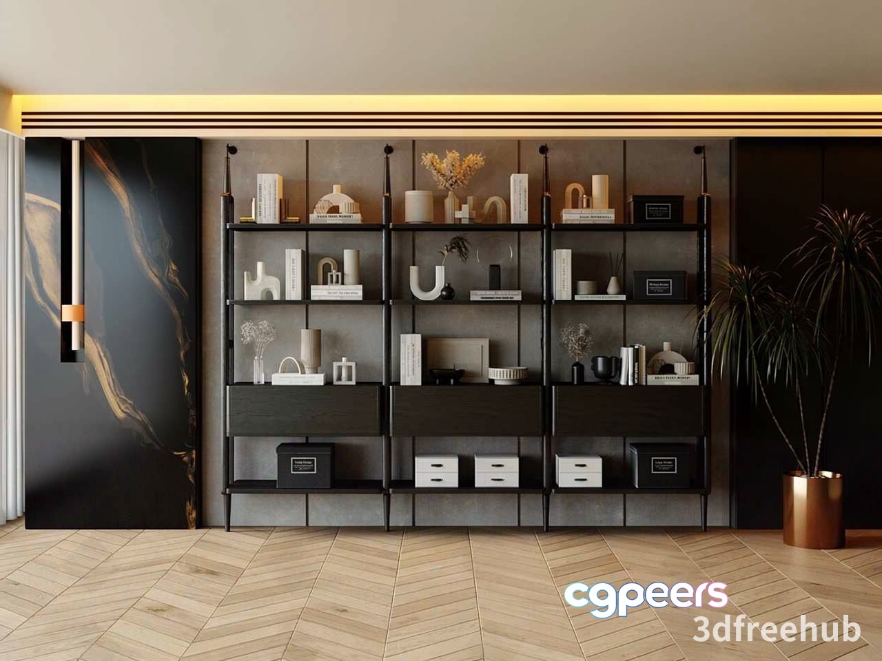 Modern Shelving Unit 3D Model - 22256 - VRAY Render Modern Shelving Unit 3D Model - 22256 - VRAY Render